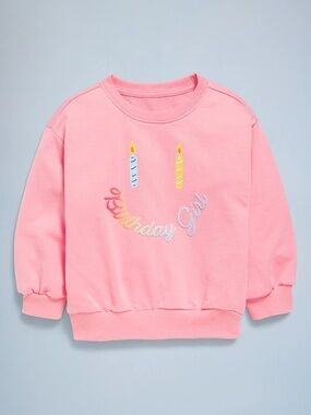 Old Navy Toddler Happy Birthday Girl Pink Sweatshirt 5T Cake candle party girly